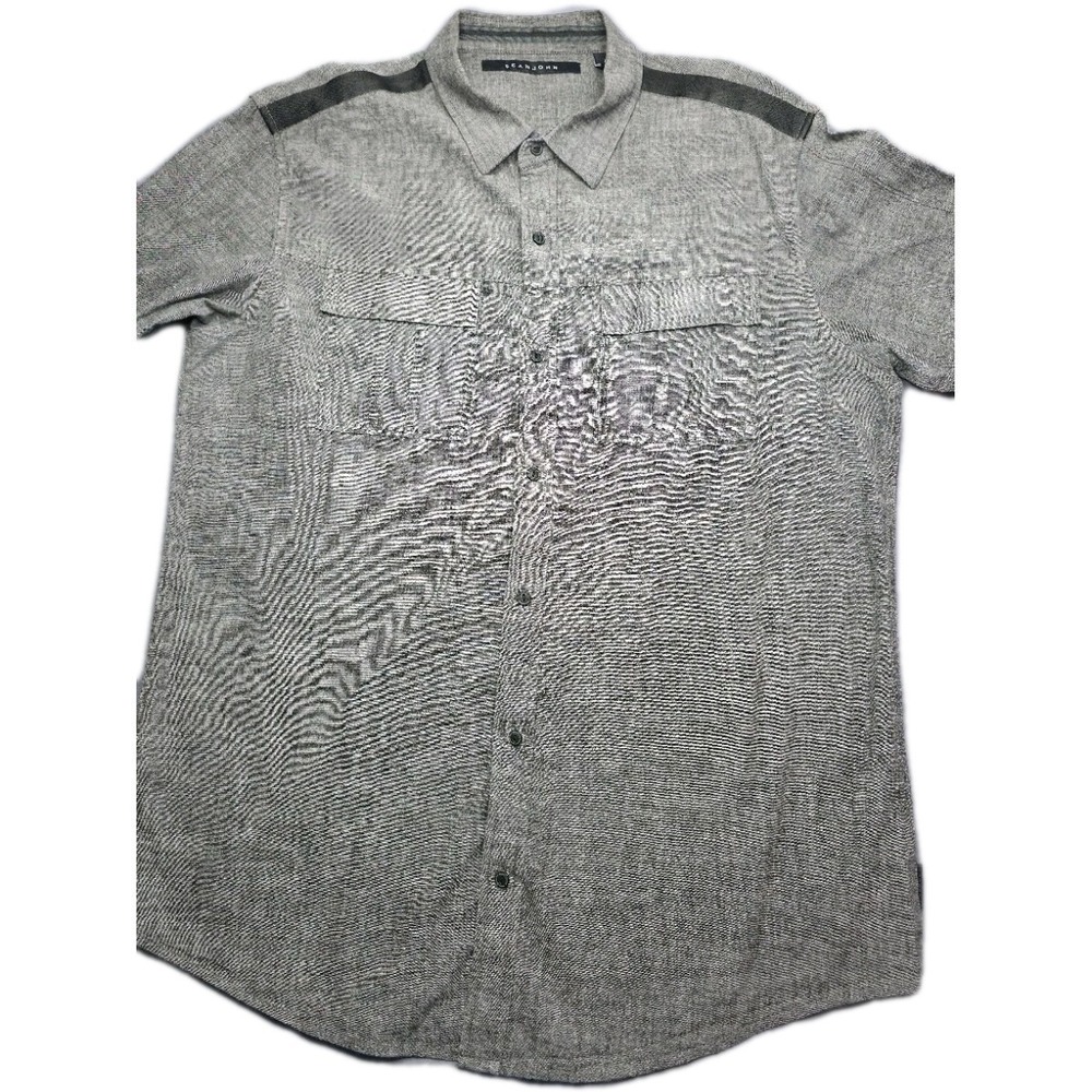 Sean John Short Sleeve Button Up Shirt Men's XXL 2XL Pockets Gray
